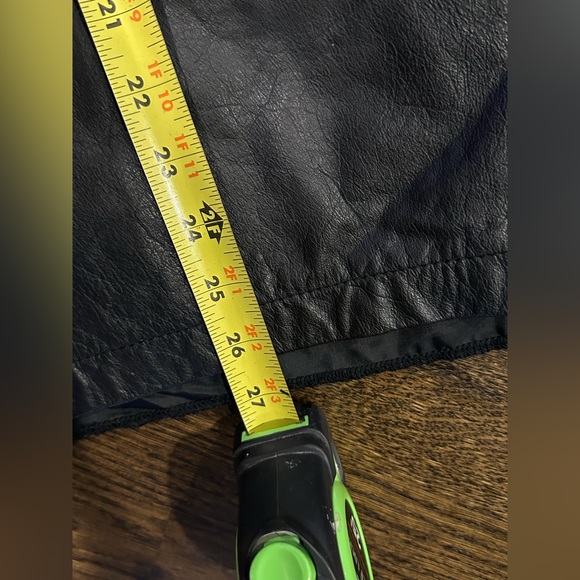 Vintage 80s CHAUS Black Leather High Waist Pencil Midi Skirt NWT Pleats L/XL - Picture 13 of 13